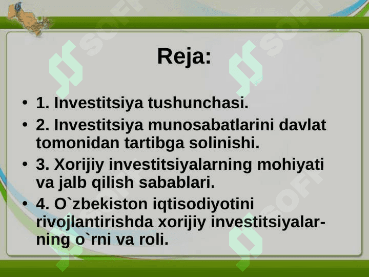 Invistitsiyalar va investitsional siyosat 2
