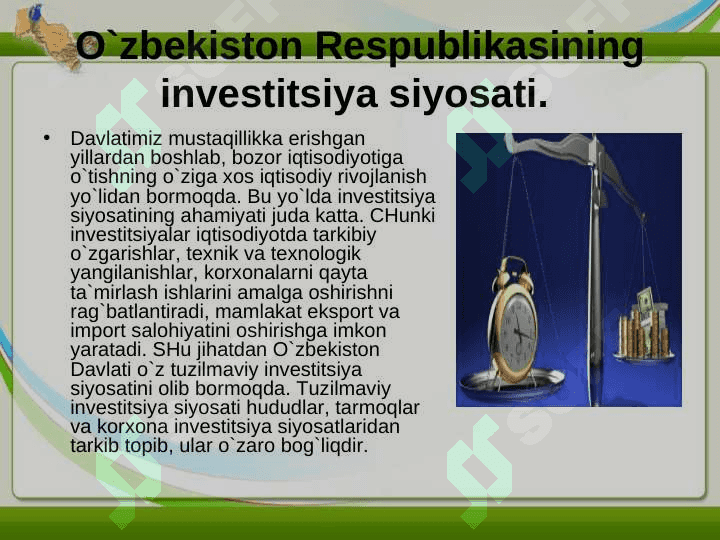 Invistitsiyalar va investitsional siyosat 5