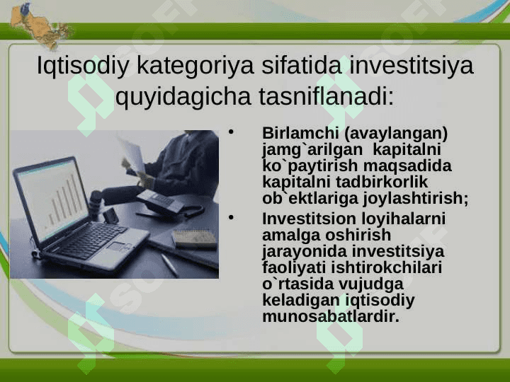 Invistitsiyalar va investitsional siyosat 8