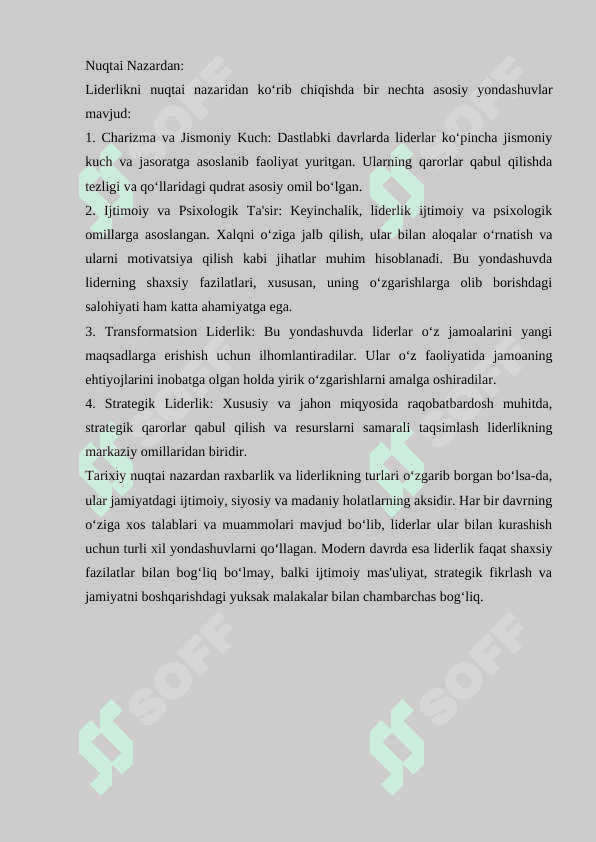 RAXBAR VA LIDER TUSHUNCHALARI O’RTASIDAGI MUSHTARAK VA FARQLI JIXATLARI 1