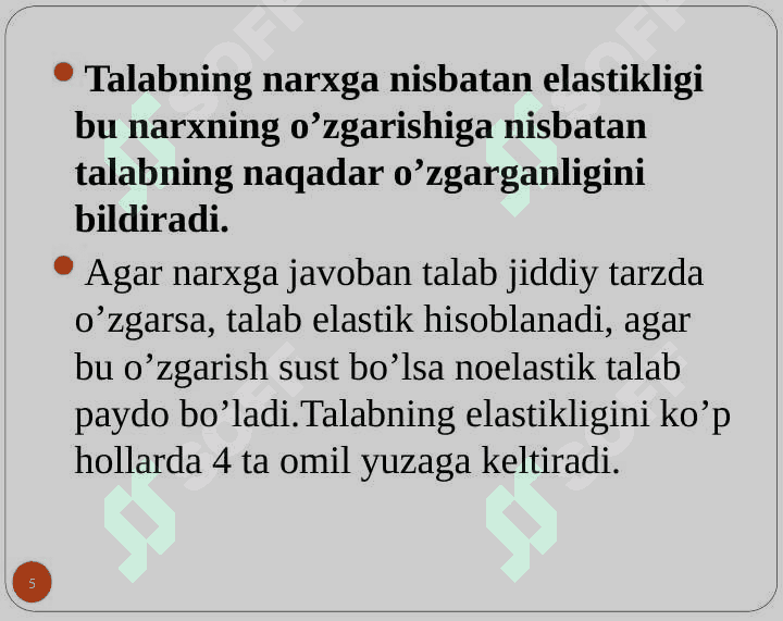 Talab va taklif elastikligi 5