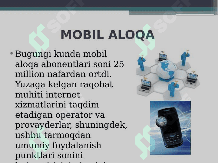Mobil aloqa texnalogiyalari. Internet xizmatlari 3