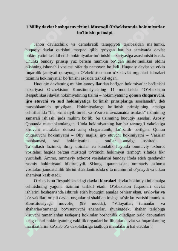HOKIMIYATLAR BO'LINISHI PRINSIPI 2