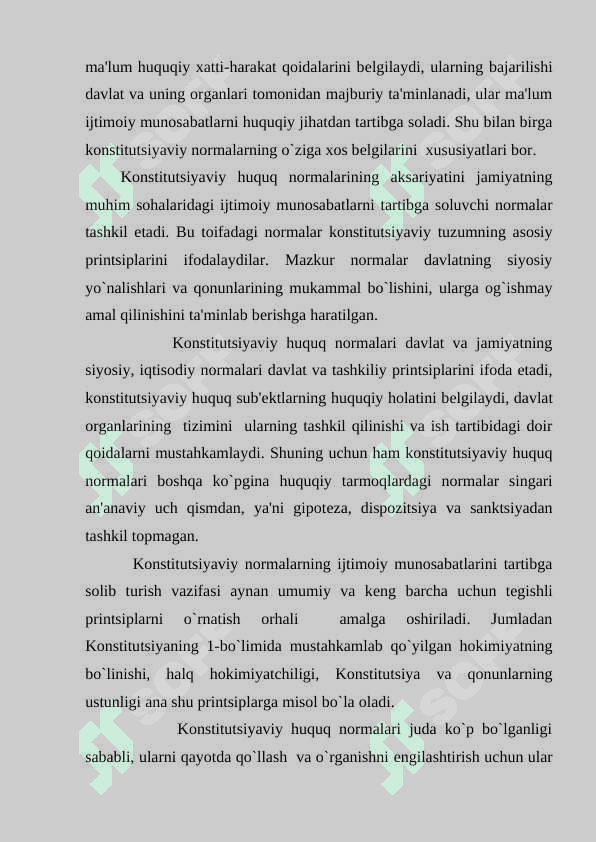 KONISTITSION NORMALARNING RESPUBLIKA MANFATLARIGA ZIT TARZDA TALQIN QILINISHIGA YO'L QO'YILMASLIGI 4