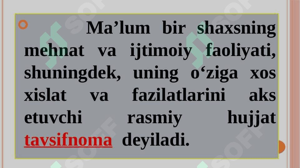 Ma’lumot-axborot hujjatlari: tavsifnoma, tavsiyanoma,  tarjimayi hol 3