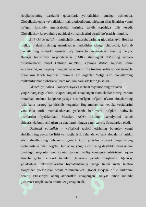 Jahon xo'jaligi va uning evolyutsiyasi 5