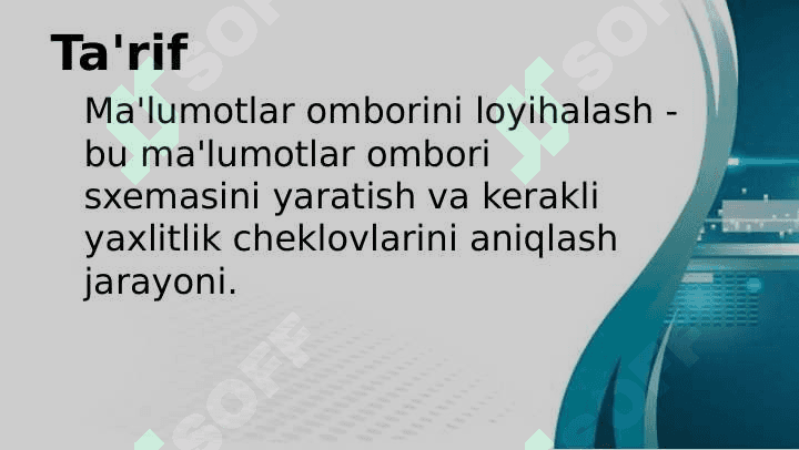Ma'lumotlar omborini loyihalash 3