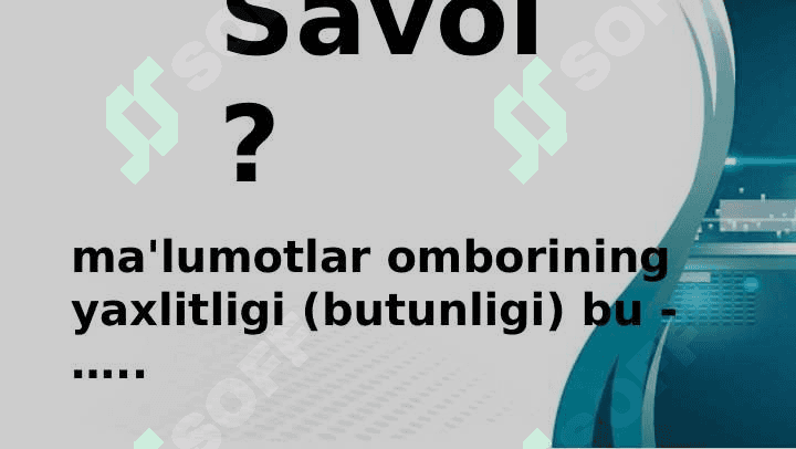 Ma'lumotlar omborini loyihalash 4
