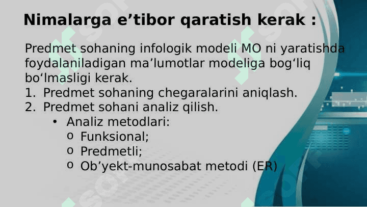 Ma'lumotlar omborini loyihalash 8