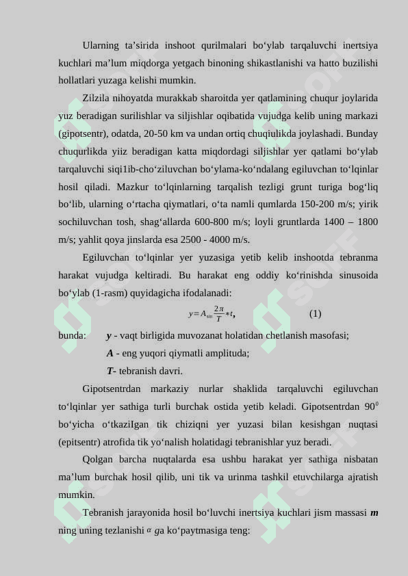 Zaminning yuk ko’tarish bo’yicha poydevor hisoblash usullari.zilzilabardosh zaminlar hisobi va ularni loyihalash asoslari 3