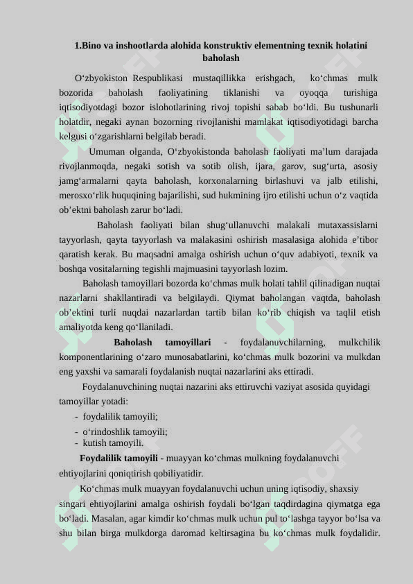 Bino va inshootlarda alohida konstruktiv elementning texnik holatini baholash 2