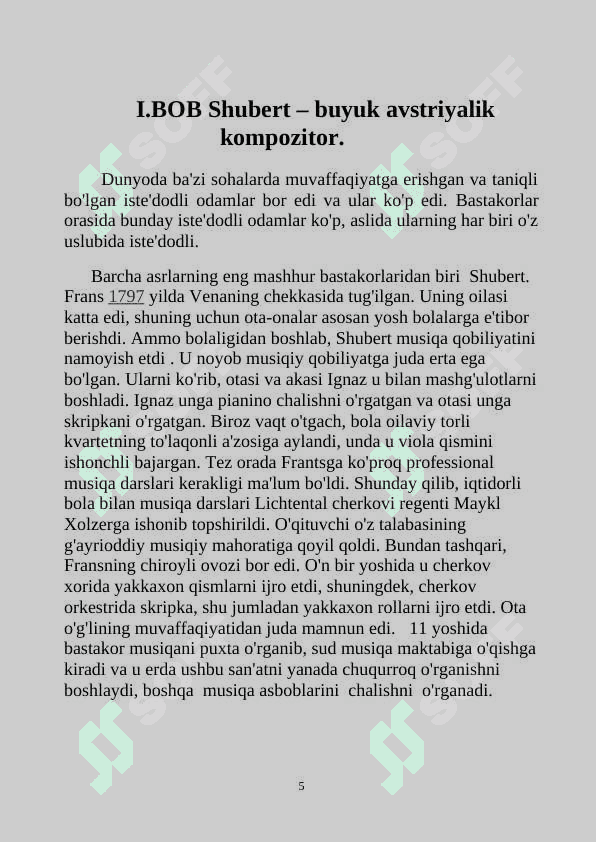 F.Shubert. Birinchi romantik-kompozitorning quvonch va qayg’ulari 5