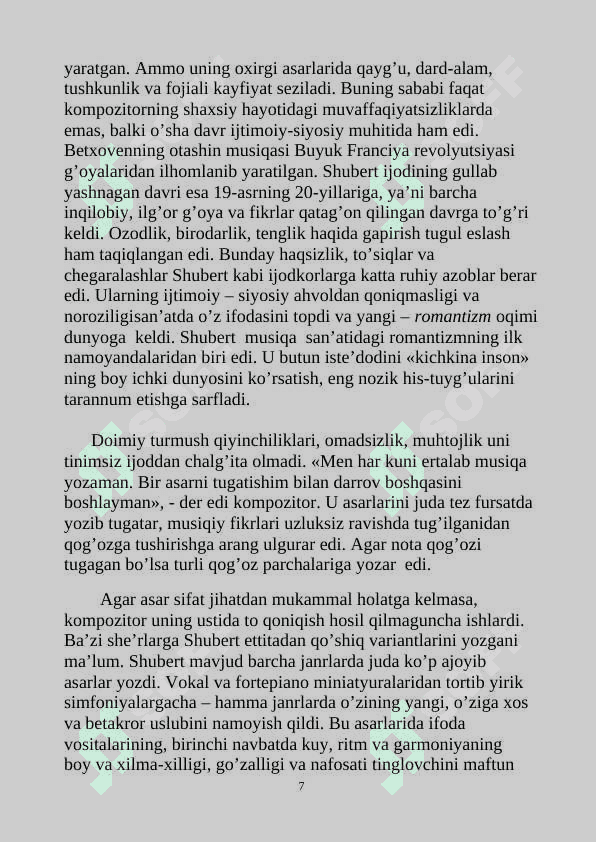 F.Shubert. Birinchi romantik-kompozitorning quvonch va qayg’ulari 7