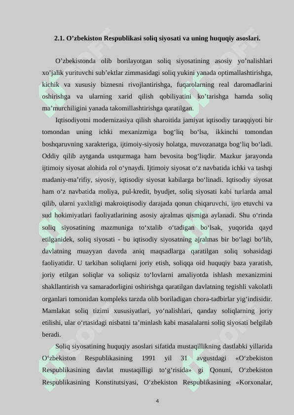 Budjet daromadlari tarkibida bevosita va bilvosita soliqlarni optimallashtirish. 4
