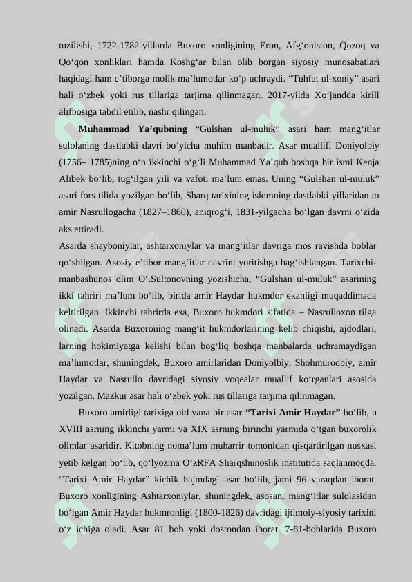 Buxoro аmirligi davri  tarixiga oid  manbalar 5