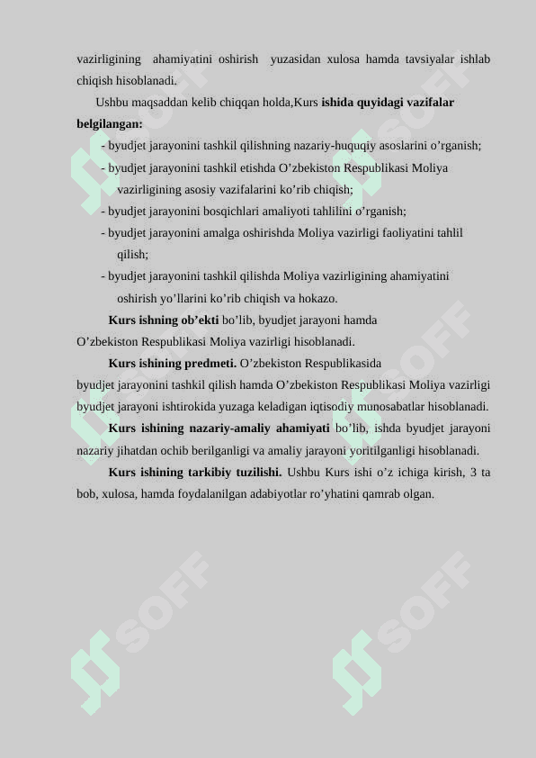 BYUDJET JARAYONINI TASHKIL ETISHDA O'ZBEKISTON RESPUBLIKASI MOLIYA VAZIRLIGINING O'RNI VA AHAMIYATI 3