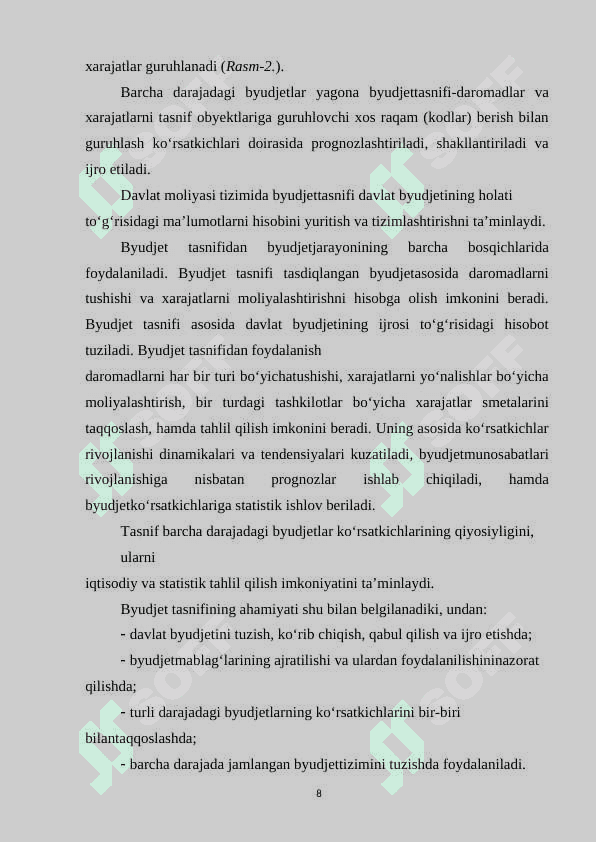 Byudjet tasnifining mohiyati, ahamiyati va hozirgi zamon xususiyatlari 8