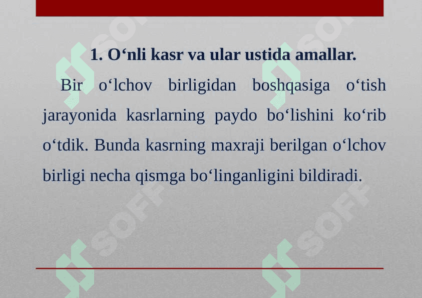 O‘NLI KASRLAR VA ULAR USTIDA AMALLAR 2