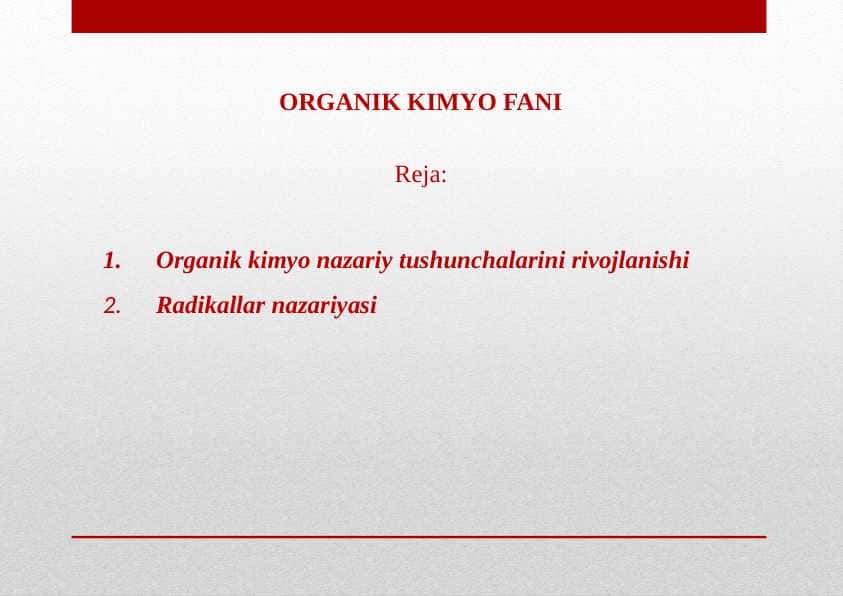 ORGANIK KIMYO FANI