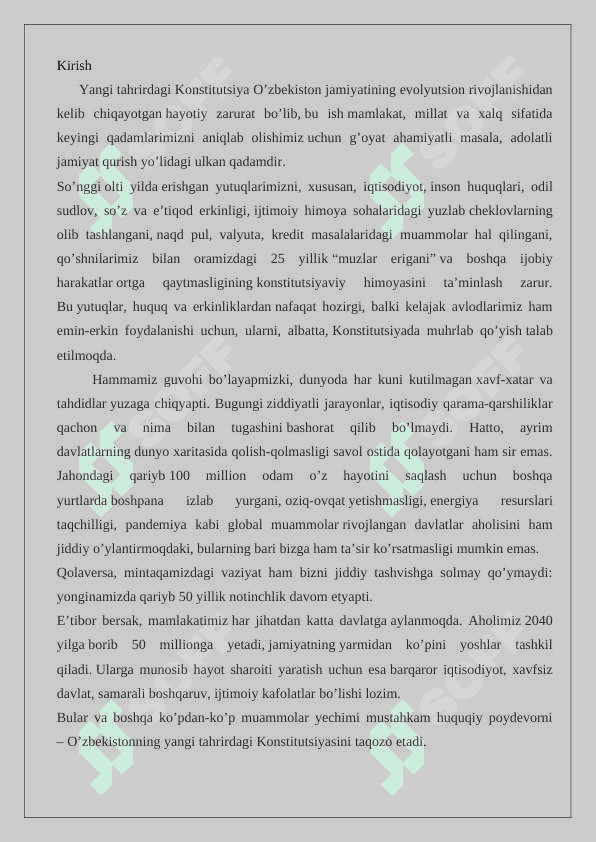 Konstitutsiya normalarining Respublika manfaatlariga zid tarzda talqin qilinishiga yo’l qo’yilmasligi. 24 2