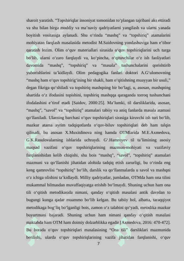 O‘quvchilarning og‘zaki va yozma nutqini o‘stirishda o‘quv topshiriqlarining ahamiyati 7