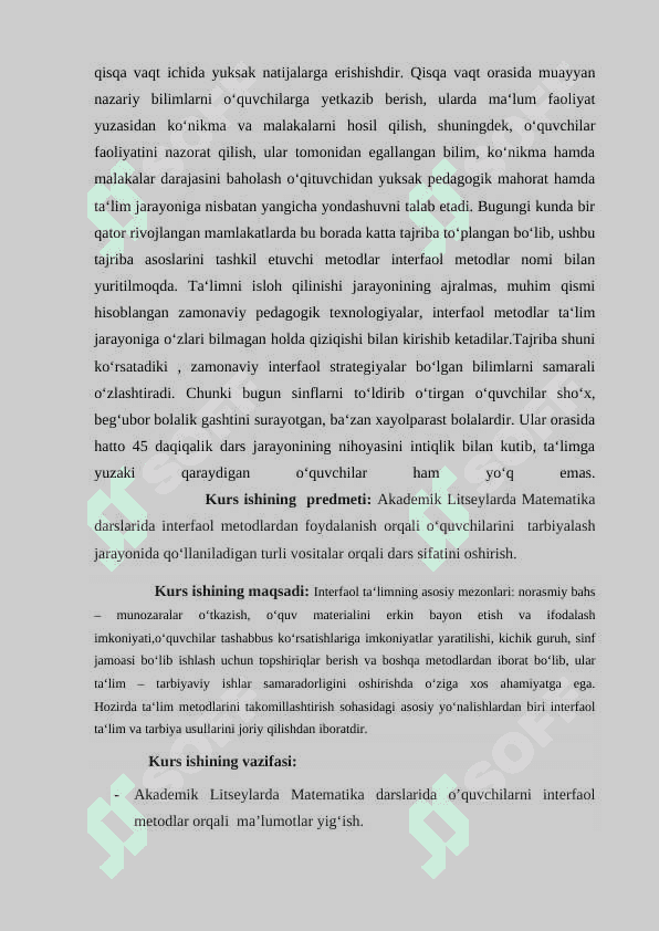 AL da Matematika o’qitishda interfaol metodlar va ularni qo’llanilishi mavzusidagi 3