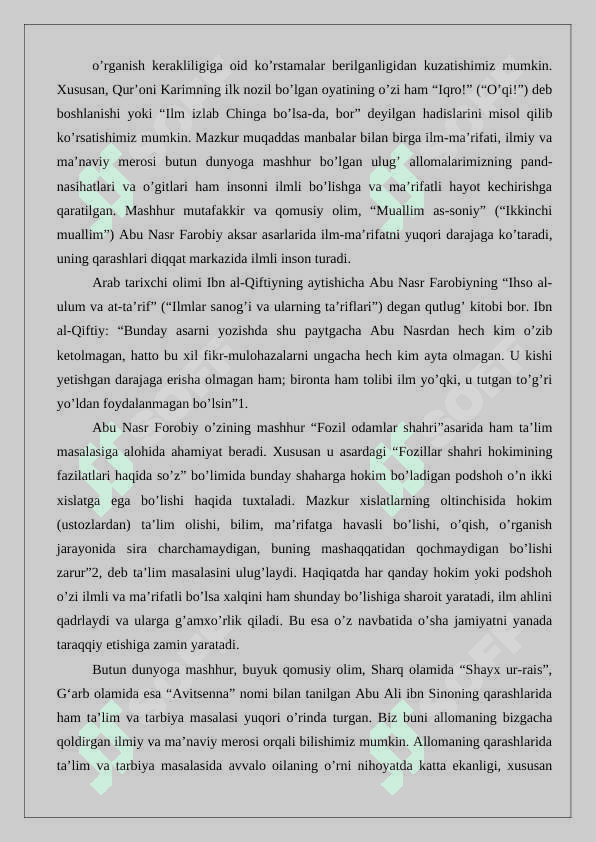 O'rta asr Sharq allomalari ilmiy merosini o'rganishda Ibn al-Qiftiy asarining o'rni  tezis 24 3