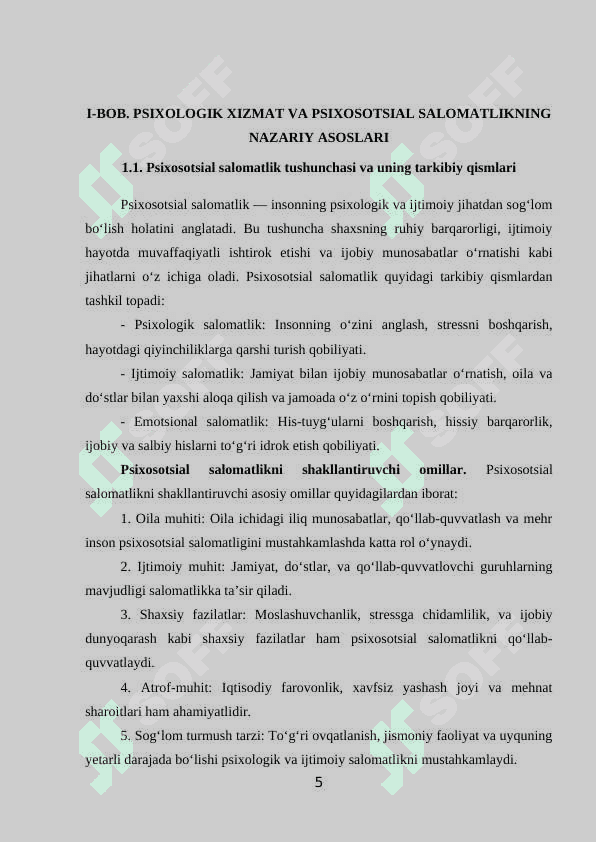 PSIXOLOGIK XIZMATDA PSIXOSOTSIAL SALOMATLIKNING TUTGAN O‘RNI 5