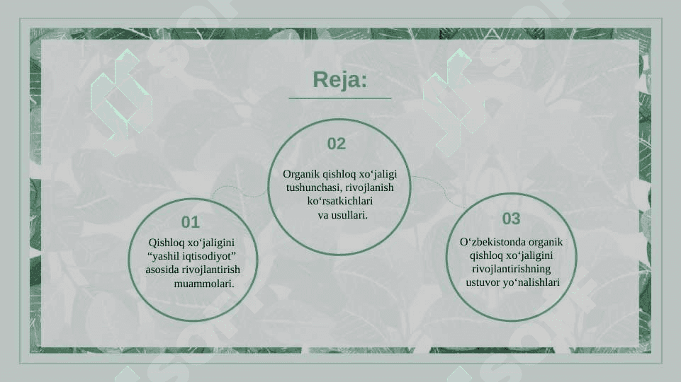 Qishloq ho'jaligini yashil iqtisodiyot asosida rivojlantirish 2