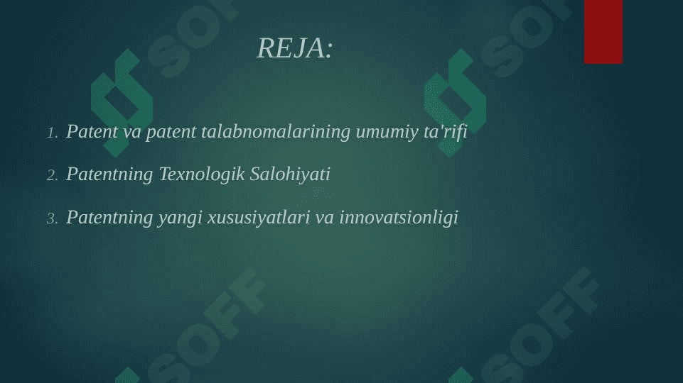 Patent va patent talabnomalari baholash obekti sifatida 2