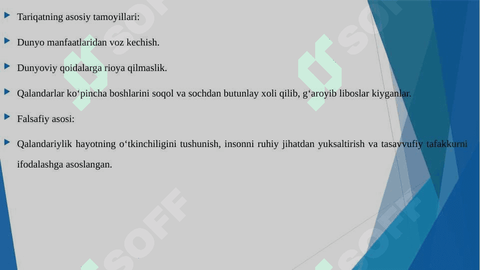 Qalandariylik tariqati. Malomatiylikda qalandariylik asoslari. Yassaviylik va qalandariylik munosabatlari 4