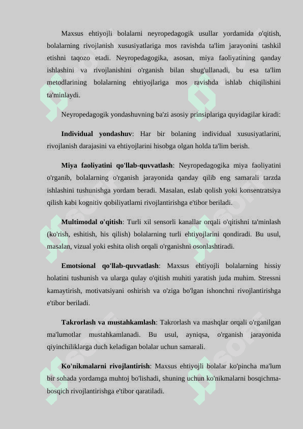 MAXSUS EXTIYOJLI BOLALARNI NEYROPEDAGOGIK USULLAR YORDAMIDA O'QITISH 3