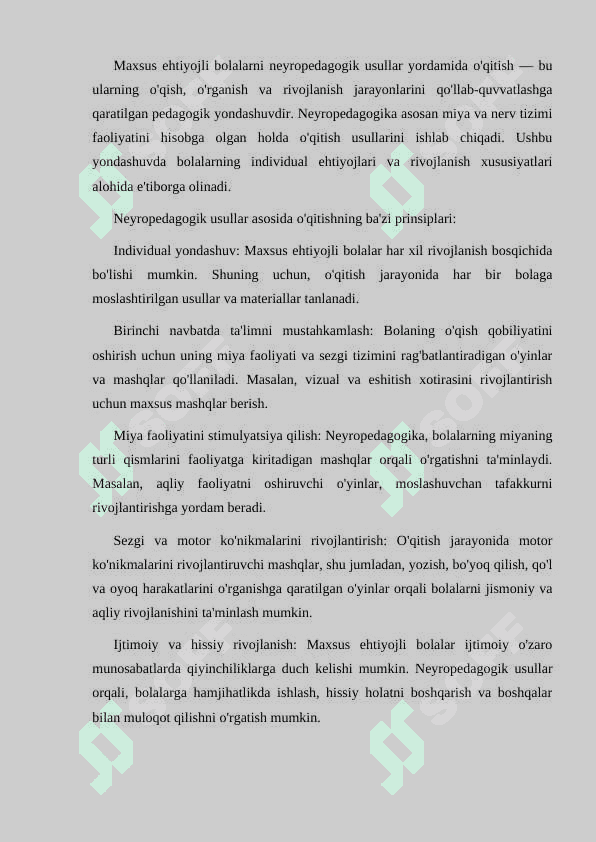 MAXSUS EXTIYOJLI BOLALARNI NEYROPEDAGOGIK USULLAR YORDAMIDA O'QITISH 4