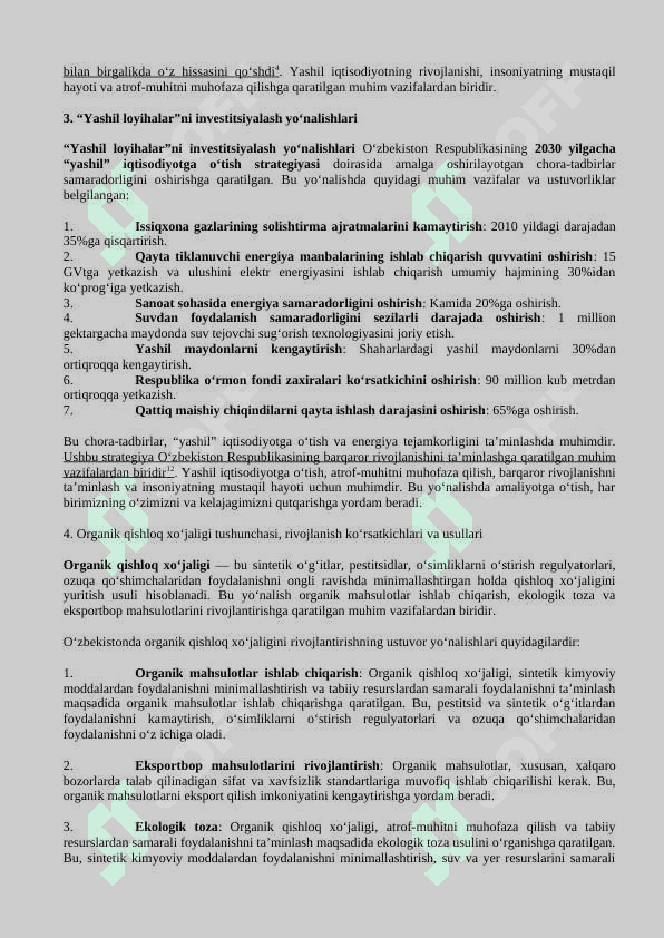 Yashil Iqtisodiyot fanidan javoblar 2