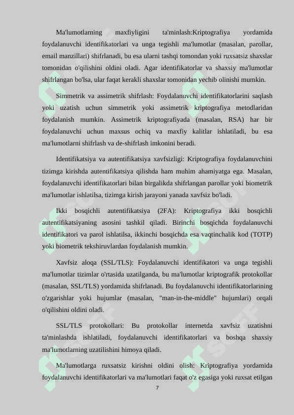 FOYDALANUVCHI IDENTIFIKATORLARINI KRIPTOGRAFIK HIMOYA QILISH TEXNOLOGIYALARI 7