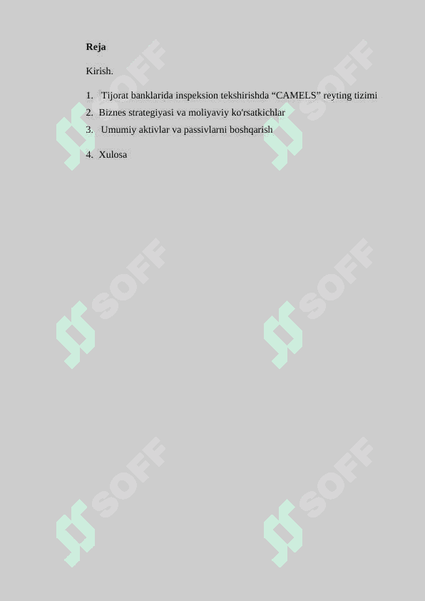 Bank ishi fanidan kurs ishi 2