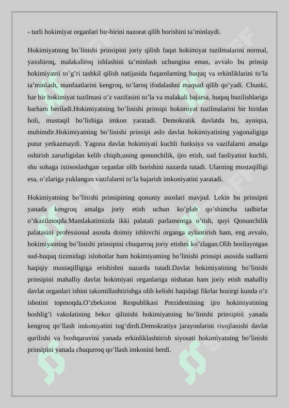 Hokimiyatlar bo'linishi prinsipi                   24 3