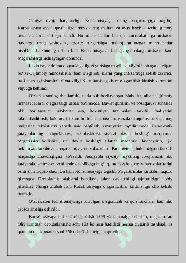 O’zbekiston Respublikasi konstitutsiyaga o‘zgartirish hamda qo‘shimchalar kiritish tartibi 24 2