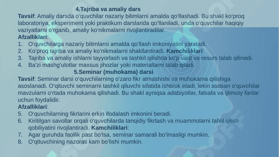 Dars o‘qitishning asosiy shakli sifatida 5