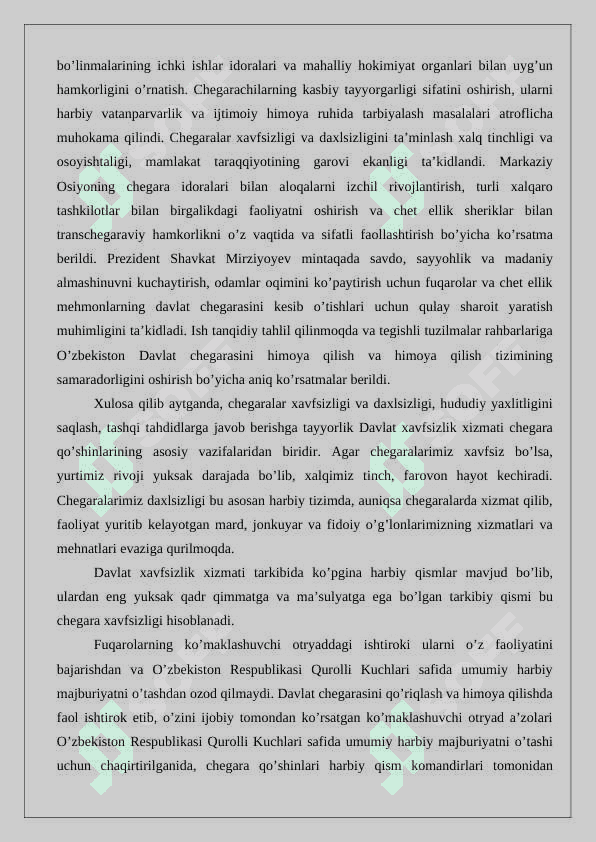 O'zbekiston hududi va chegarasining daxlsizligi   24 6