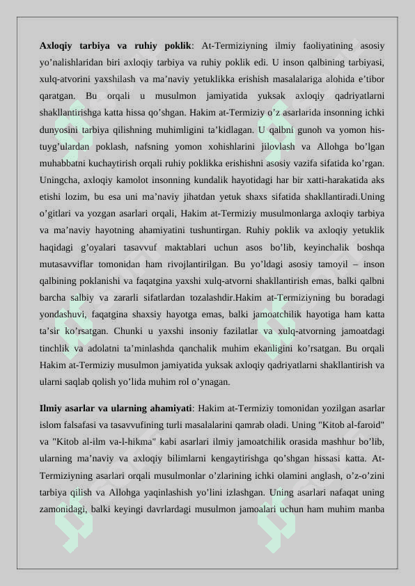 Islomiy ilmlar rivojida Hakim at-Termiziy (760-869)ning o'rni mavzusida tezis tayyorlash 24 2