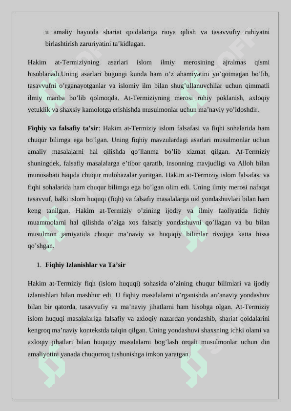 Islomiy ilmlar rivojida Hakim at-Termiziy (760-869)ning o'rni mavzusida tezis tayyorlash 24 4
