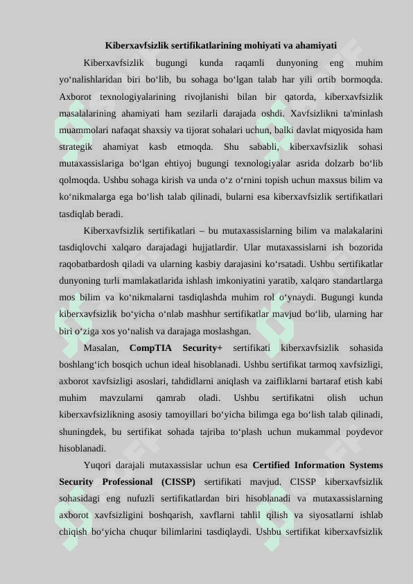 Kiberxavfsizlik sohasidagi mashhur sertifikatlar 3