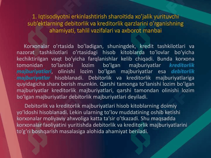 Debitorlik va Kreditorlik qarzlari 3