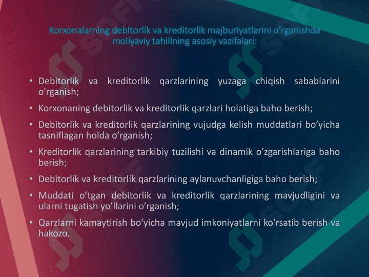 Debitorlik va Kreditorlik qarzlari 5