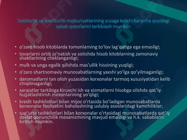 Debitorlik va Kreditorlik qarzlari 8