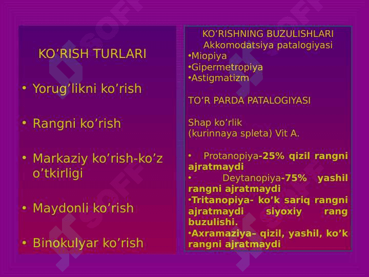 Ko`rish va eshitish analizatorlari fiziologiyasi 8