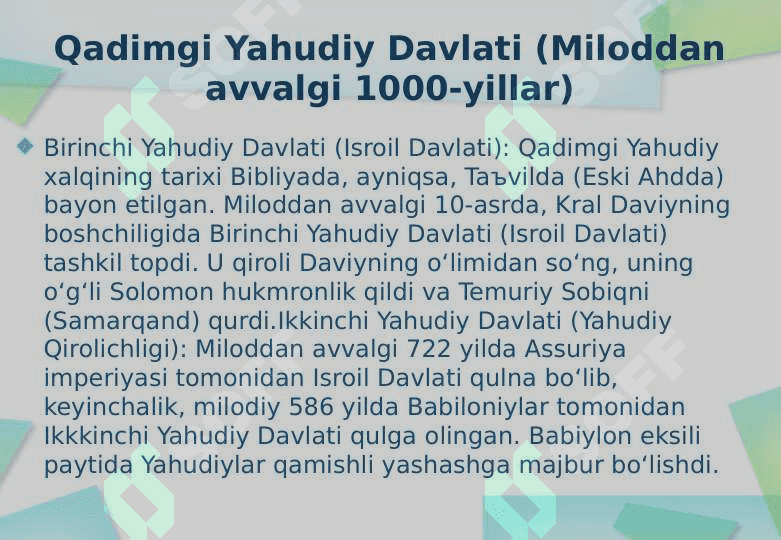 ISROIL-YAHUDIY DAVLATI TARIXI 3