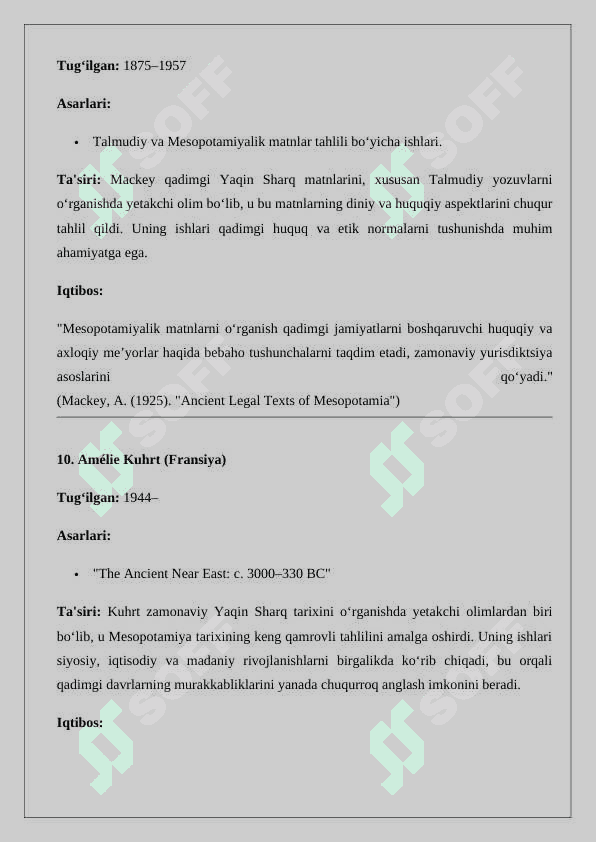 Qadimgi mesopatamiya tarixini o'rgangan olimlar va ularni ilmiy ishlari 247 6