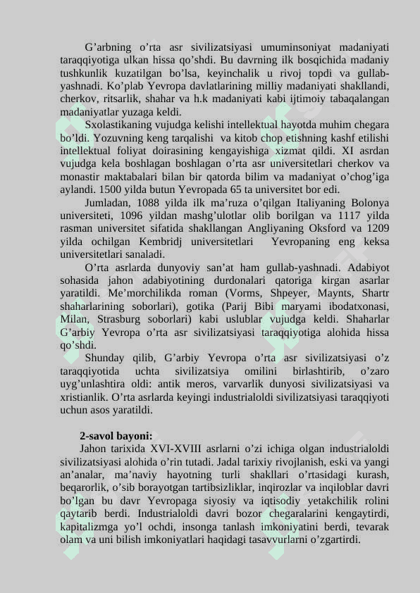 G’arb sivilizatsiyasi 2 6